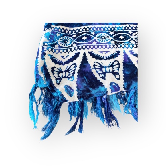 Butterfly Tie Dye Pareo Sarong ꕥ Large Scarf ꕥ Many Ways to Wear ꕥ Purple + Teal - Picture 12 of 16
